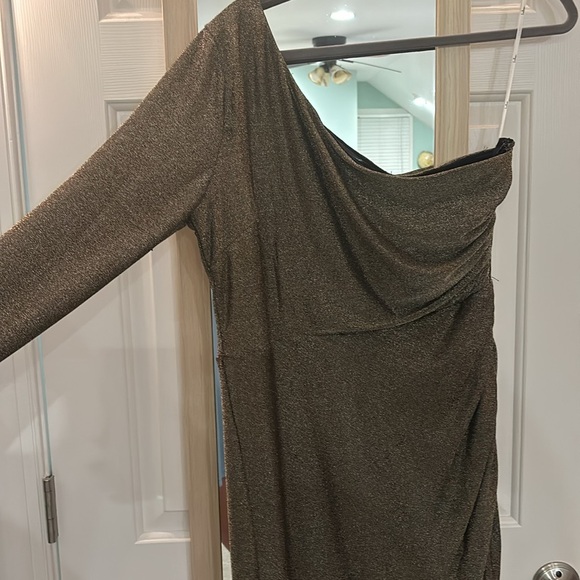 Formal Gold Dress with Slit - Picture 2 of 8